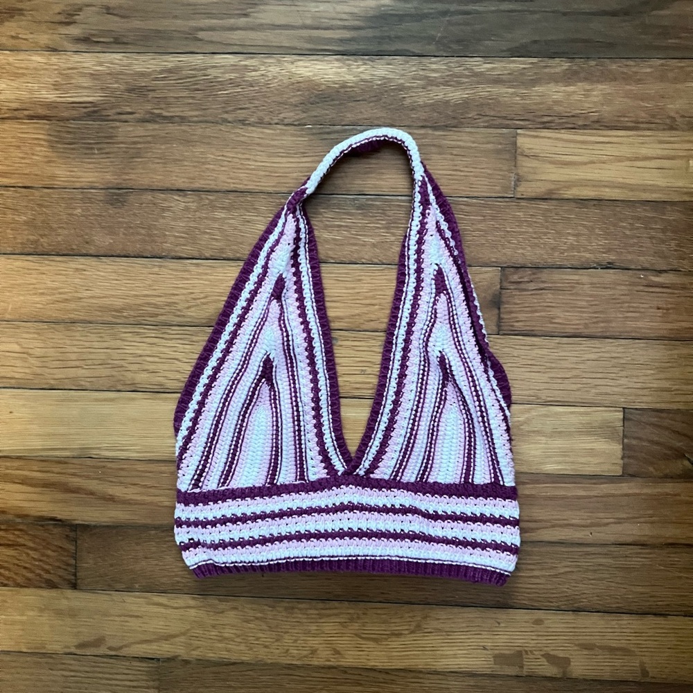 Striped Halter Knit Top